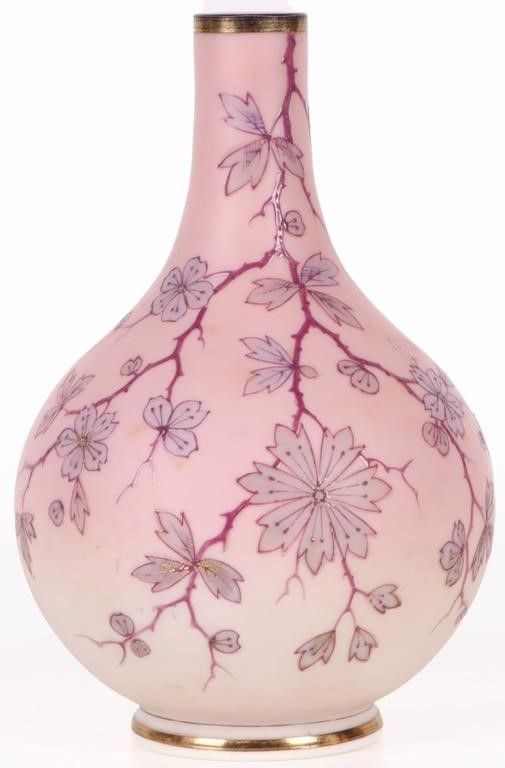 Lot 203521: VINTAGE CHINESE PINK CHERRY BLOSSOM VASE