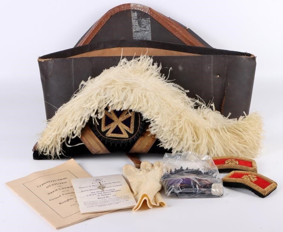 Lot 203523: VINTAGE MASONIC KNIGHTS TEMPLAR CHAPEAU HAT