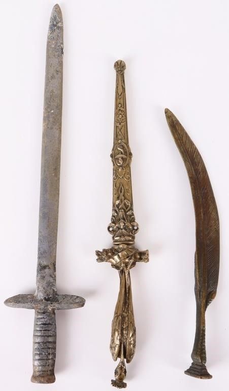 Lot 203592: ASSORTED SWORD SHAPED LETTER OPENERS - (3)