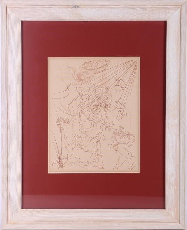 Lot 204152: SALVADOR DALI SIGNED "AUTUMN" FRAMED ETCHING