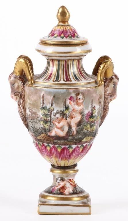Lot 204162: CAPODIMONTE 1800'S FRENCH 6" PORCELAIN URN
