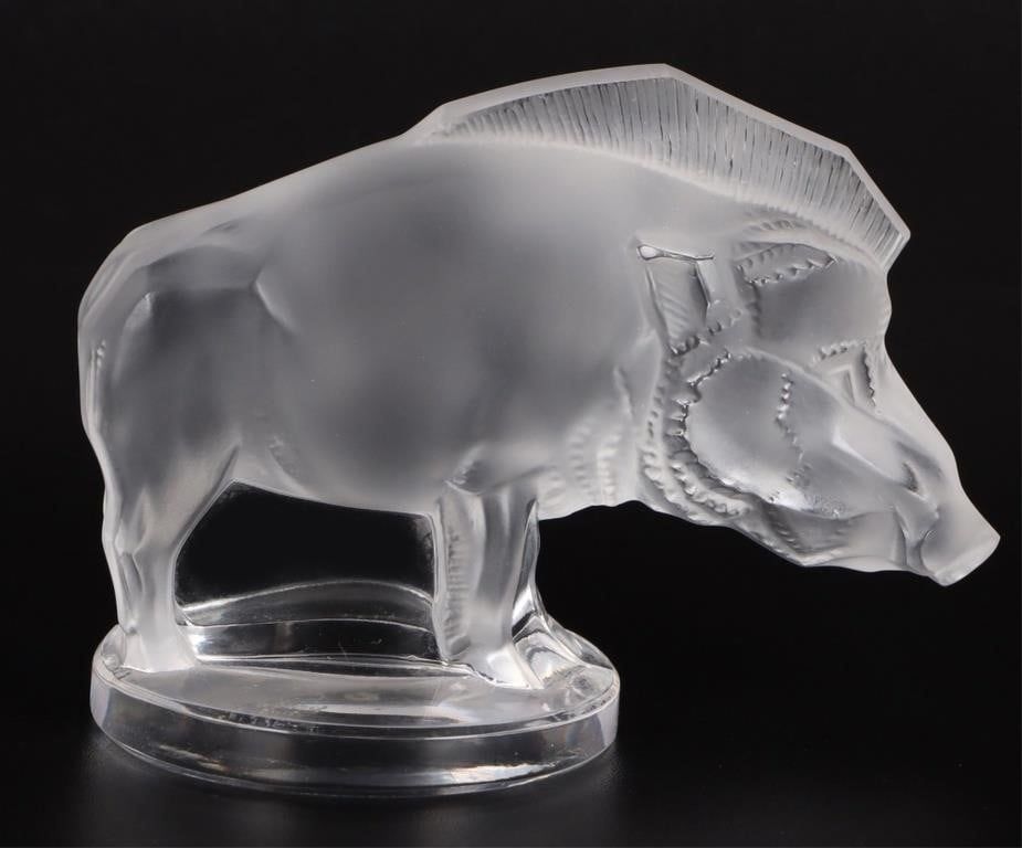 Lot 204171: LALIQUE WILD BOAR "SANGLIER" FROSTED GLASS STATUE