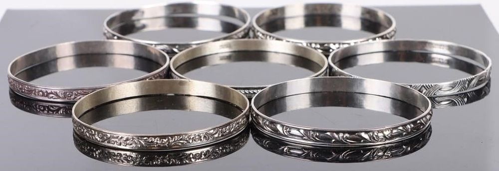 Lot 204318: ASSORTED DANE CRAFT 0.925 SILVER BANGLES - (7)