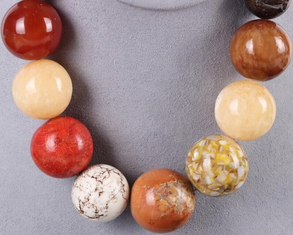Lot 204382: STERLING-SILVER CLASPED MULTI-STONE NECKLACE