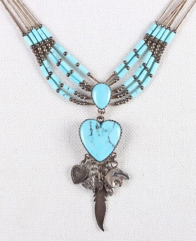 Lot 204393: QUOC TU NATIVE TURQUOISE STERLING NECKLACE