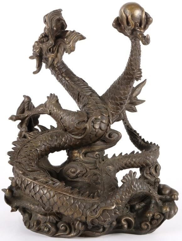 Lot 204458: ANTIQUE CHINESE DRAGON BRONZE SCULPTURE