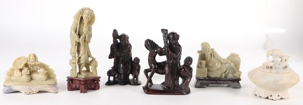 Lot 204463: ANTIQUE HAND CARVED CHINESE STATUARY (6)