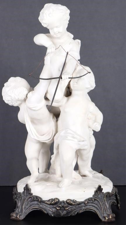 Lot 208418: BEAUTIFUL PORCELAIN CHERUB STATUE