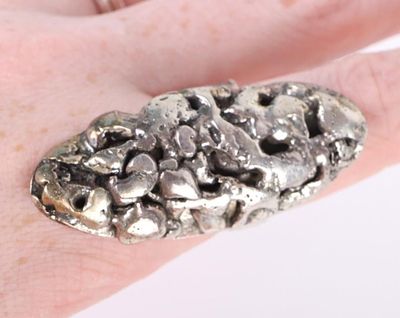 SIGNED BRUTALIST STERLING SILVER UNISEX RING. Signed brutalist sterling silver unisex ring.