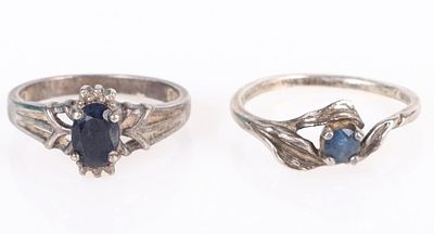 SAPPHIRE & STERLING SILVER RINGS (2 TOTAL). Sapphire & Sterling Silver Rings (2 total). To