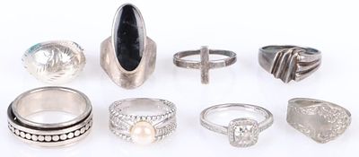 STERLING SILVER RINGS COLLECTION (8 TOTAL). Sterling Silver Rings Collection (8 total). To