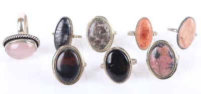 STERLING SILVER VARIOUS GEMSTONE LADIES RINGS (8). Sterling silver various gemstone ladies rings