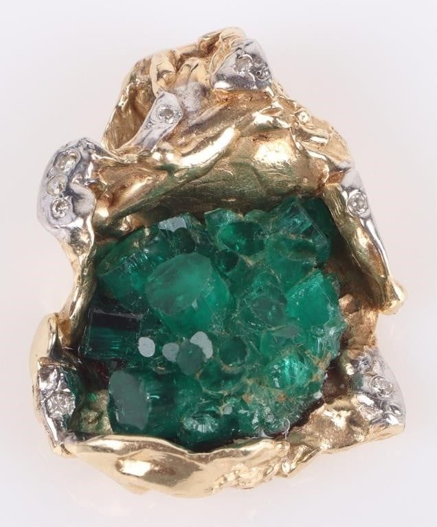 Lot 209208: 14K YELLOW GOLD TOPAZ DIAMOND GEODE PENDANT