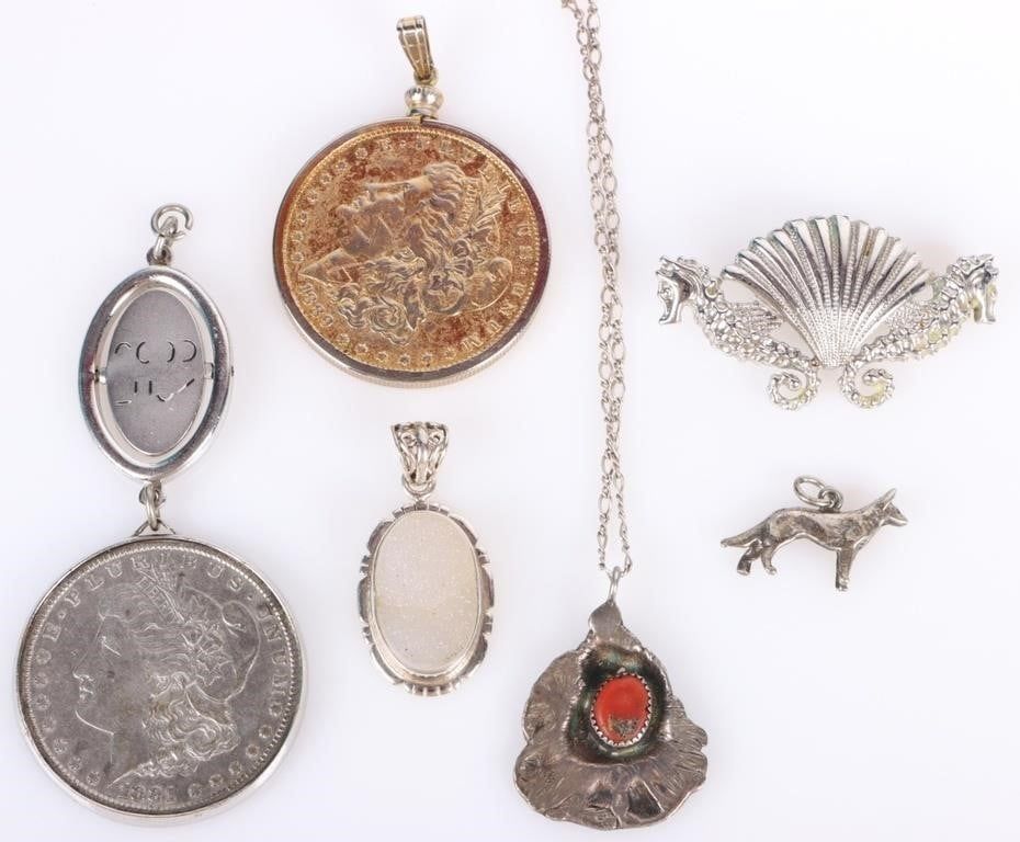 Lot 209221: STERLING SILVER ORNATE PENDANTS (6 TOTAL)