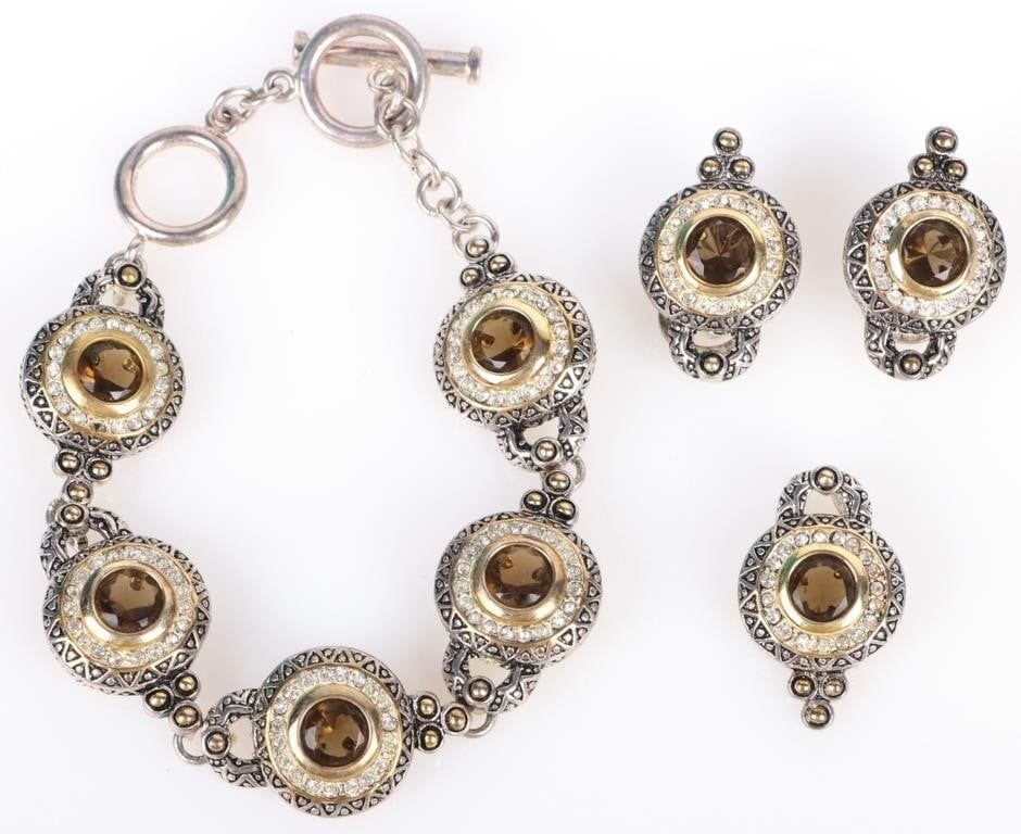 Lot 209370: VINTAGE BIJOUX SMOKY TOPAZ & CLEAR CZ SET