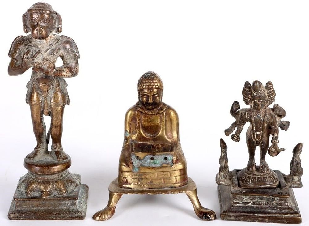 Lot 209395: ASSORTED HINDU RELIGIOUS BRASS FIGURINES (3)