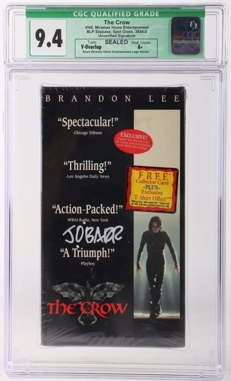 Lot 209429: THE CROW VHS SEALED CGC QUALIFIED 9.4 + CARD