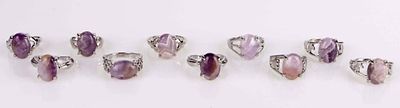 PURPLE NATURAL AMETHYST LADIES SILVER-TONE RINGS. Purple natural amethyst ladies silver-tone