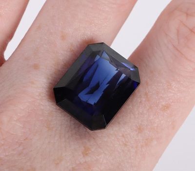 28.75CT EMERALD-CUT BLUE SAPPHIRE GEMSTONE. 28.75ct emerald-cut blue sapphire loose gemstone.
