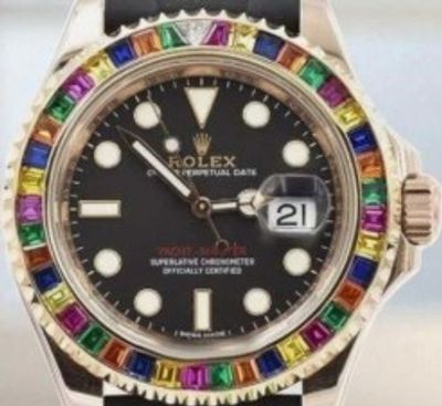 ROLEX YACHT-MASTER RAINBOW SAPPHIRES MODEL 116695. 2017 Rolex Yacht-Master Rainbow Sapphires