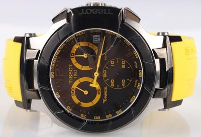 TISSOT T-RACE MEN'S BLACK & YELLOW WRISTWATCH. Tissot T-race men's black and yellow