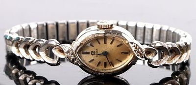 VINTAGE OMEGA DIAMOND 14K GOLD COCKTAIL WATCH. Vintage Omega diamond 14k white gold cocktail