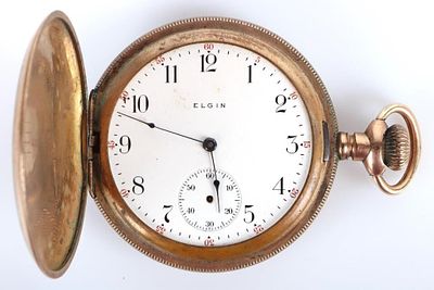 ANTIQUE BIRD & FLOWER CASE ELGIN GOLD FILLED WATCH. Antique Bird & Flower case Elgin Gold