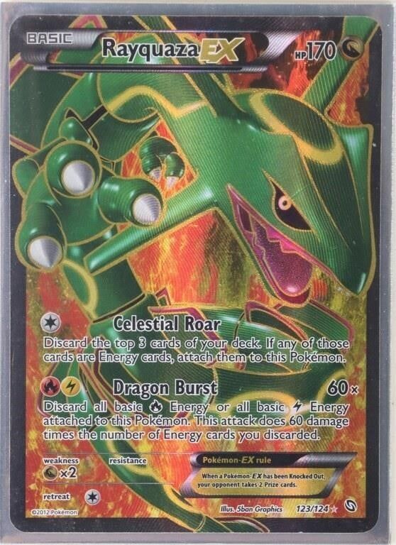 Lot 210201: NM+ POKEMON TCG RAYQUAZA EX ULTRA RARE 123/124