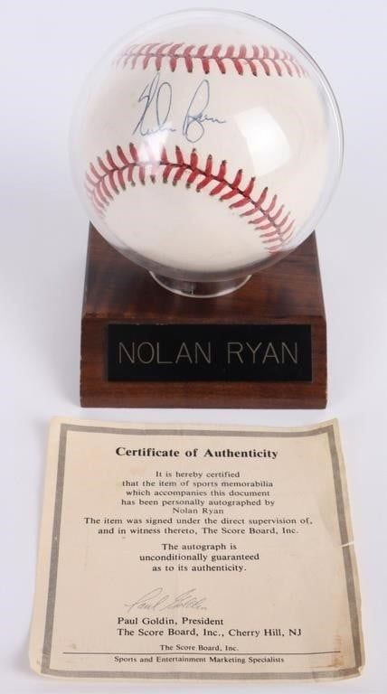 Lot 210215: NOLAN RYAN AUTOGRAPHED BASEBALL W/ COA