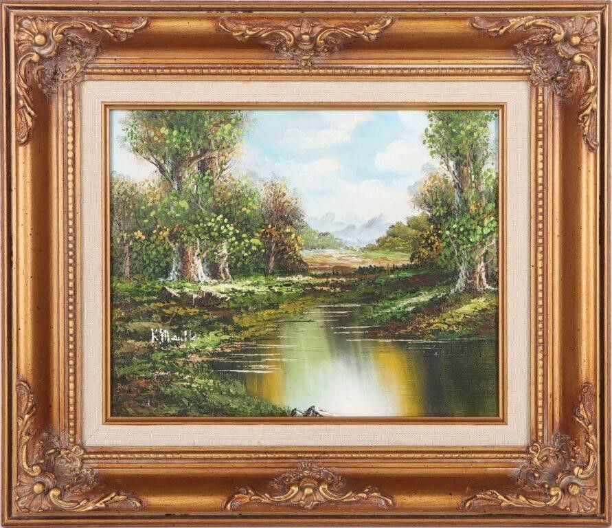 Lot 210311: KONRAD MEINDL VTG OIL ON CANVAS LANDSCAPE PAINTING