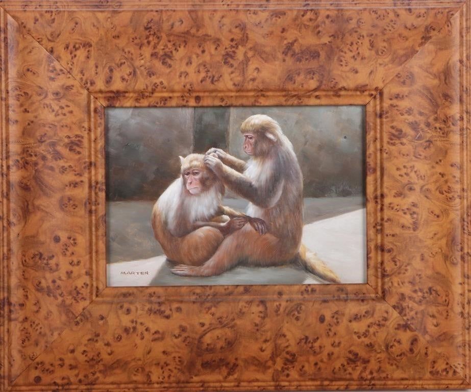 Lot 210313: MARTEN SIGNED ORIGINAL MONKEY OIL PAINTING