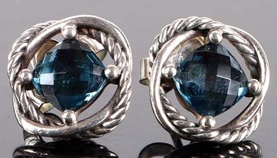 DAVID YURMAN TOPAZ STERLING INFINITY STUD EARRINGS. David Yurman blue spinel sterling silver 