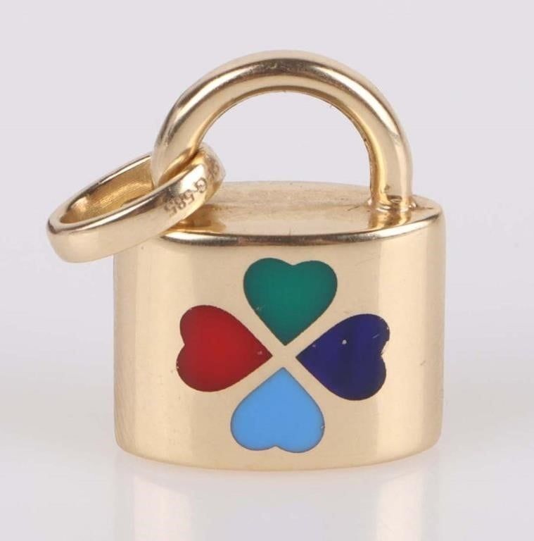 Lot 211170: 14K YELLOW GOLD MOP LOCK LADIES PENDANT