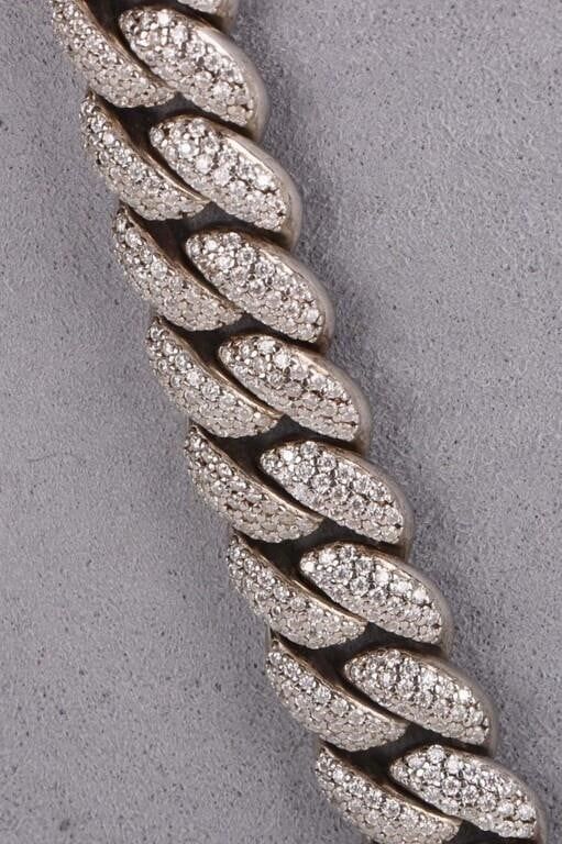Lot 211184: 12.00MM STERLING SILVER MOISSANITE CHAIN NECKLACE