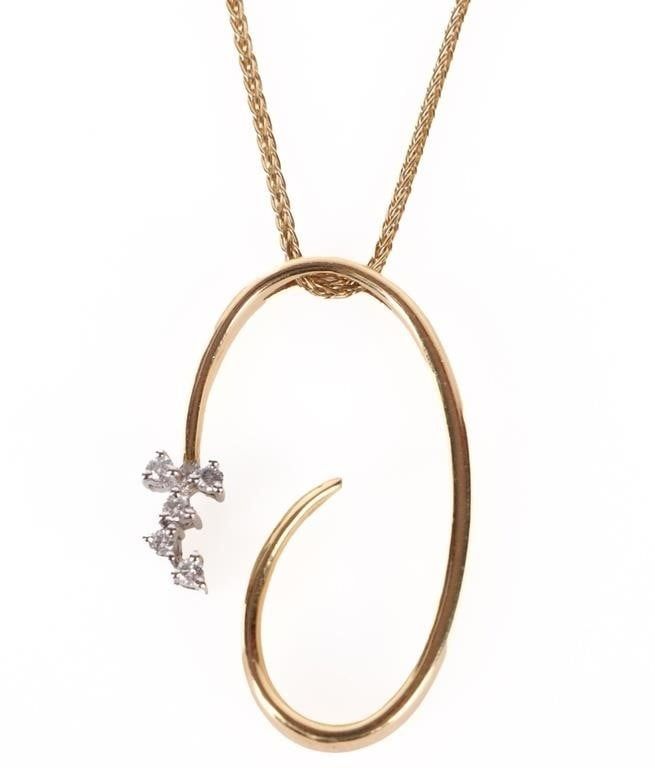 Lot 211192: 18K YELLOW GOLD SAPPHIRE LADIES NECKALCE & PENDANT