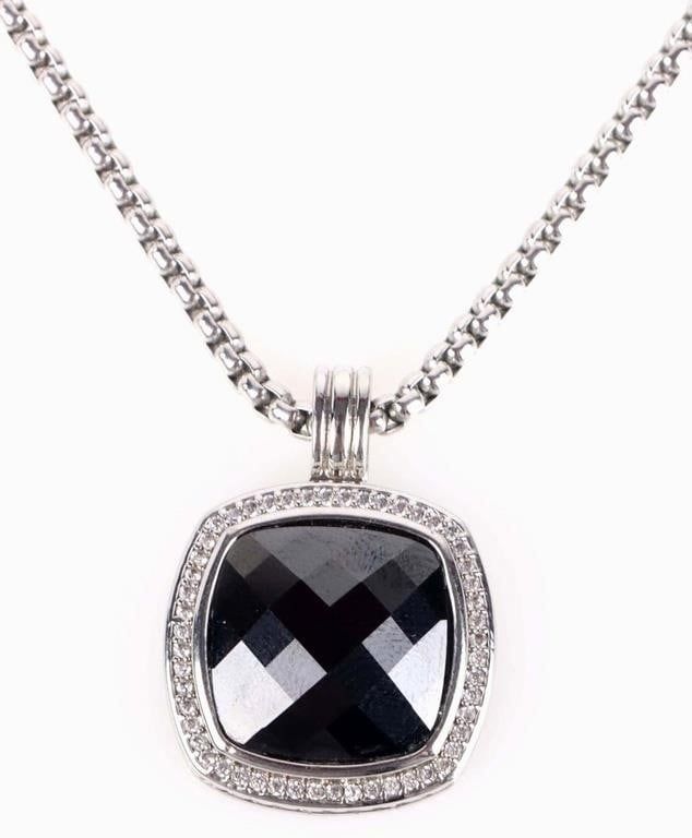 Lot 211195: STERLING SILVER BLACK ONYX DIAMOND ALBION NECKLACE