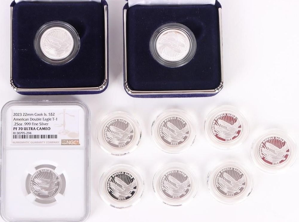 Lot 211238: FINE SILVER 2023 COOK $2 1/4OZ DOUBLE EAGLES-(10)