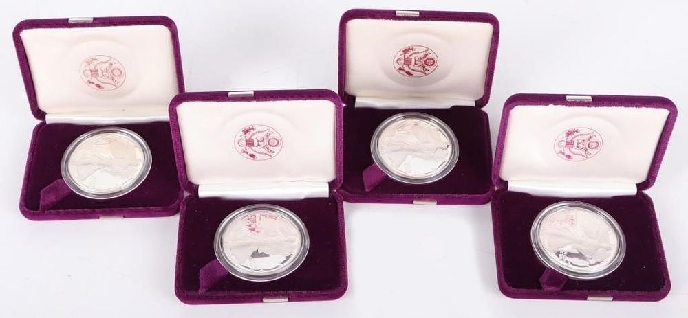 Lot 211242: FINE SILVER 1 OZT 1986-87 S PF AMERICAN EAGLES-(4)