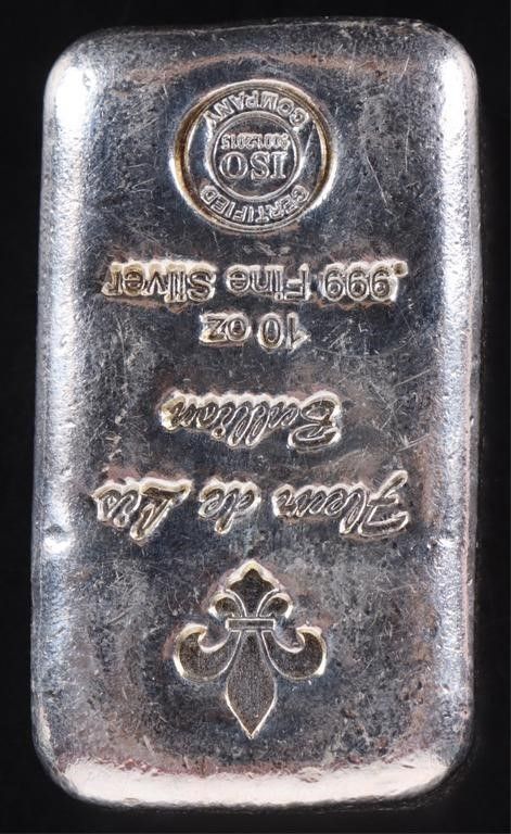 Lot 211244: .999 FINE SILVER FLEUR DE LIS 10 T-OZ. BULLION ISO