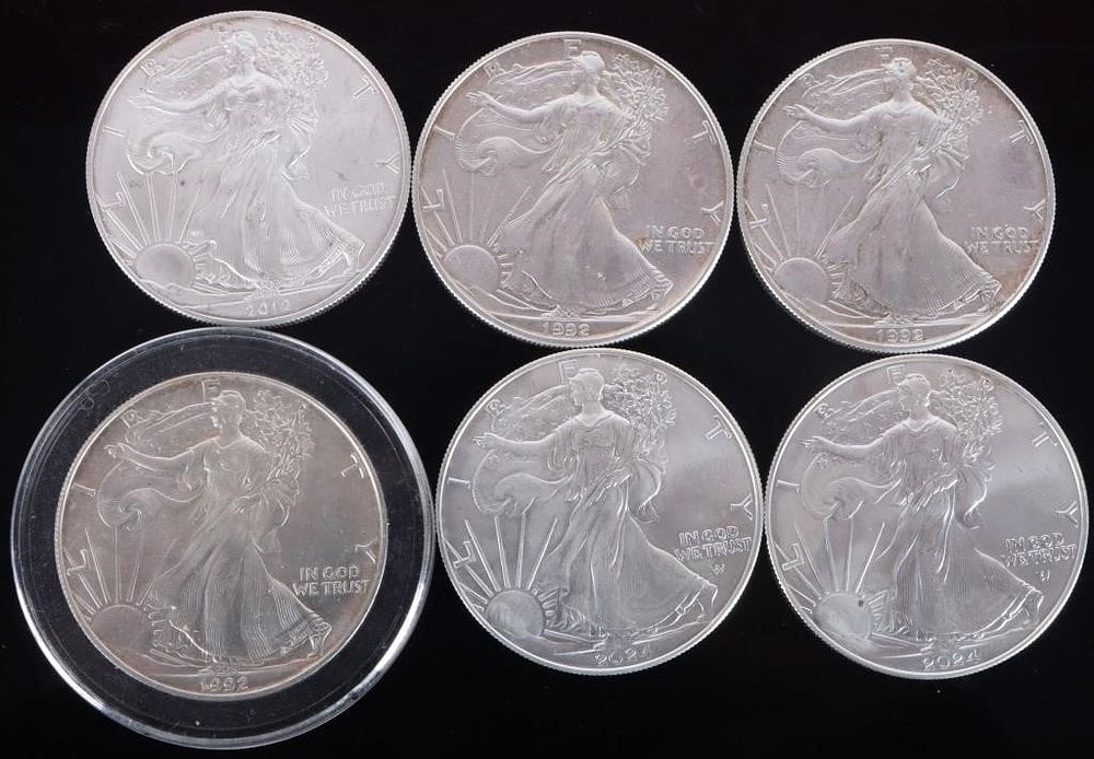 Lot 211246: ASSORTED FINE SILVER EAGLE 1 OZ BULLION COINAGE(6)