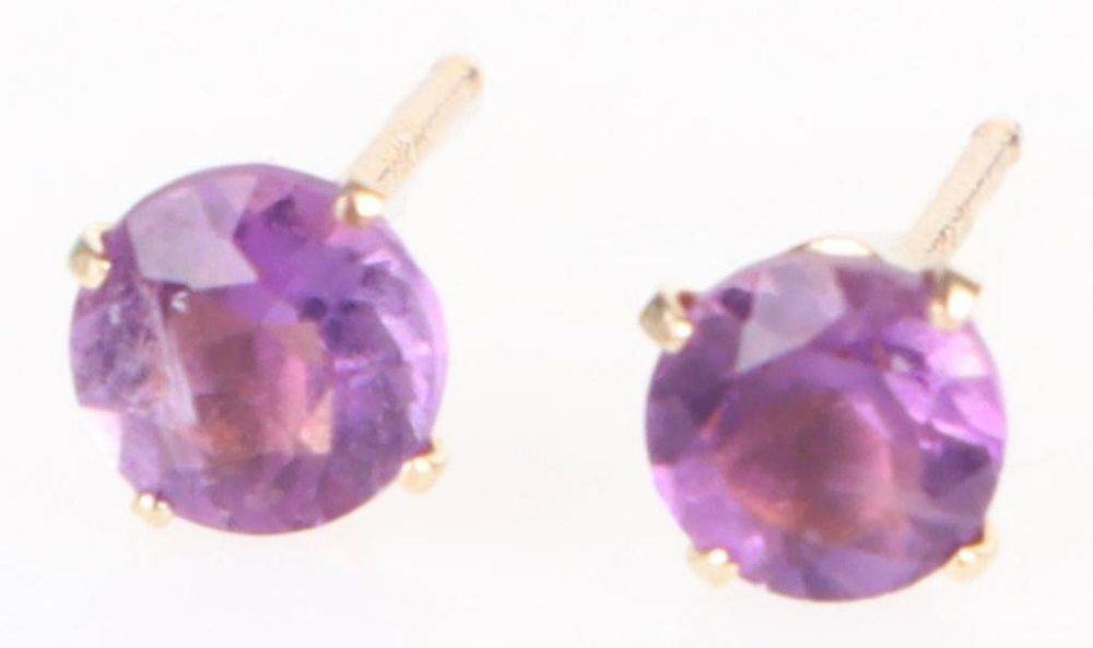 Lot 211263: AMETHYST 14K YELLOW GOLD LADIES STUD EARRINGS