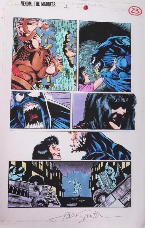 Lot 211337: ORIGINAL COMIC ART VENOM MADNESS INK COLOR GUIDE 4