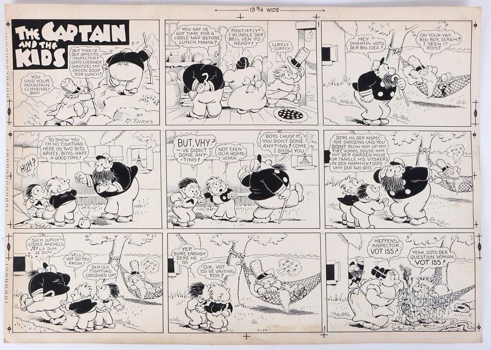 Lot 211338: THE CAPTAIN AND THE KIDS ORIGINAL COMIC ART 1949
