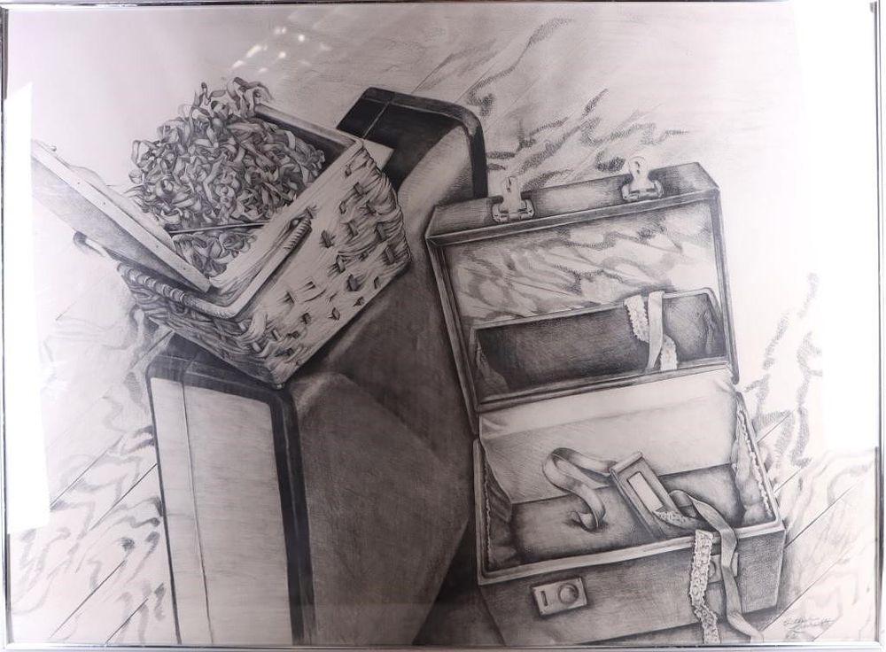 Lot 211359: E. LAURA ORIGINAL SUITCASE STILL LIFE SKETCHING