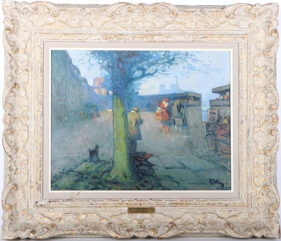 Lot 211367: SIGNED FORTUNEY LES BOUQUINISTES OIL PAINTING
