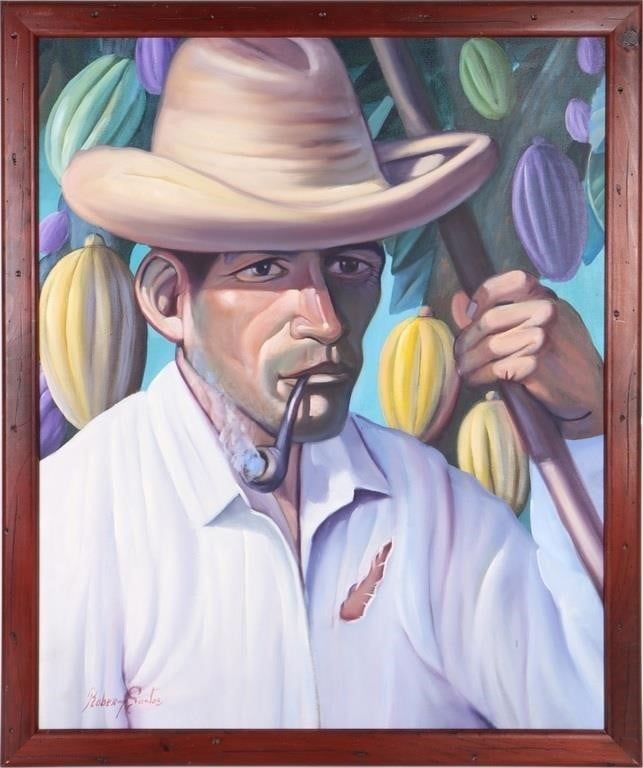 Lot 211371: ROBERT SANTOS SIGNED "COCOA FARMER" OIL PAINTING