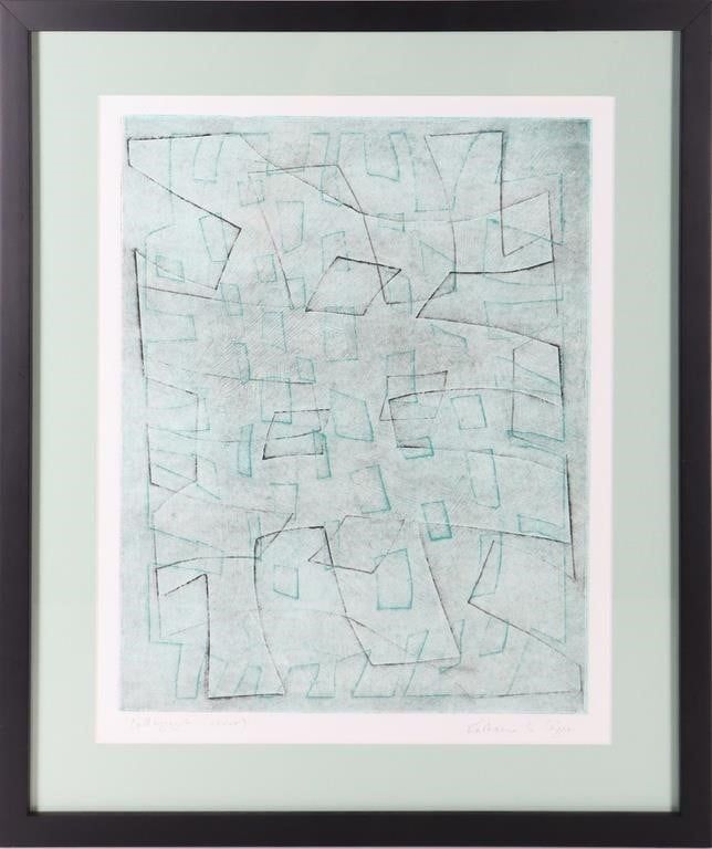 Lot 211382: SIGNED COLLAGRAPH GEOMETRIC GHOST PLATE ART