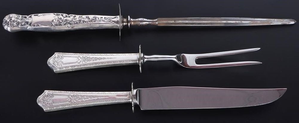 Lot 211387: WHITING STERLING SILVER CARVING SET - LOT OF 3
