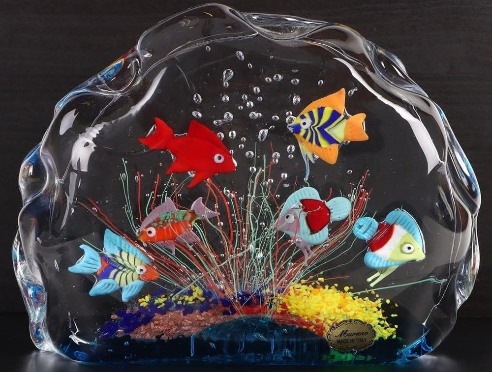 Lot 211404: ITALIAN MURANO GLASS FISH TANK AQUARIUM ART GLASS
