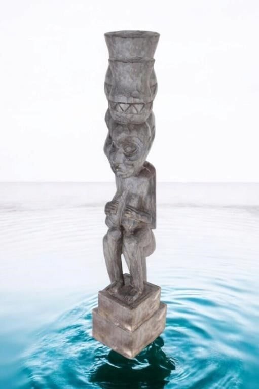 Lot 211420: VINTAGE HAND CARVED 39" AFRICAN WOODEN STATUE